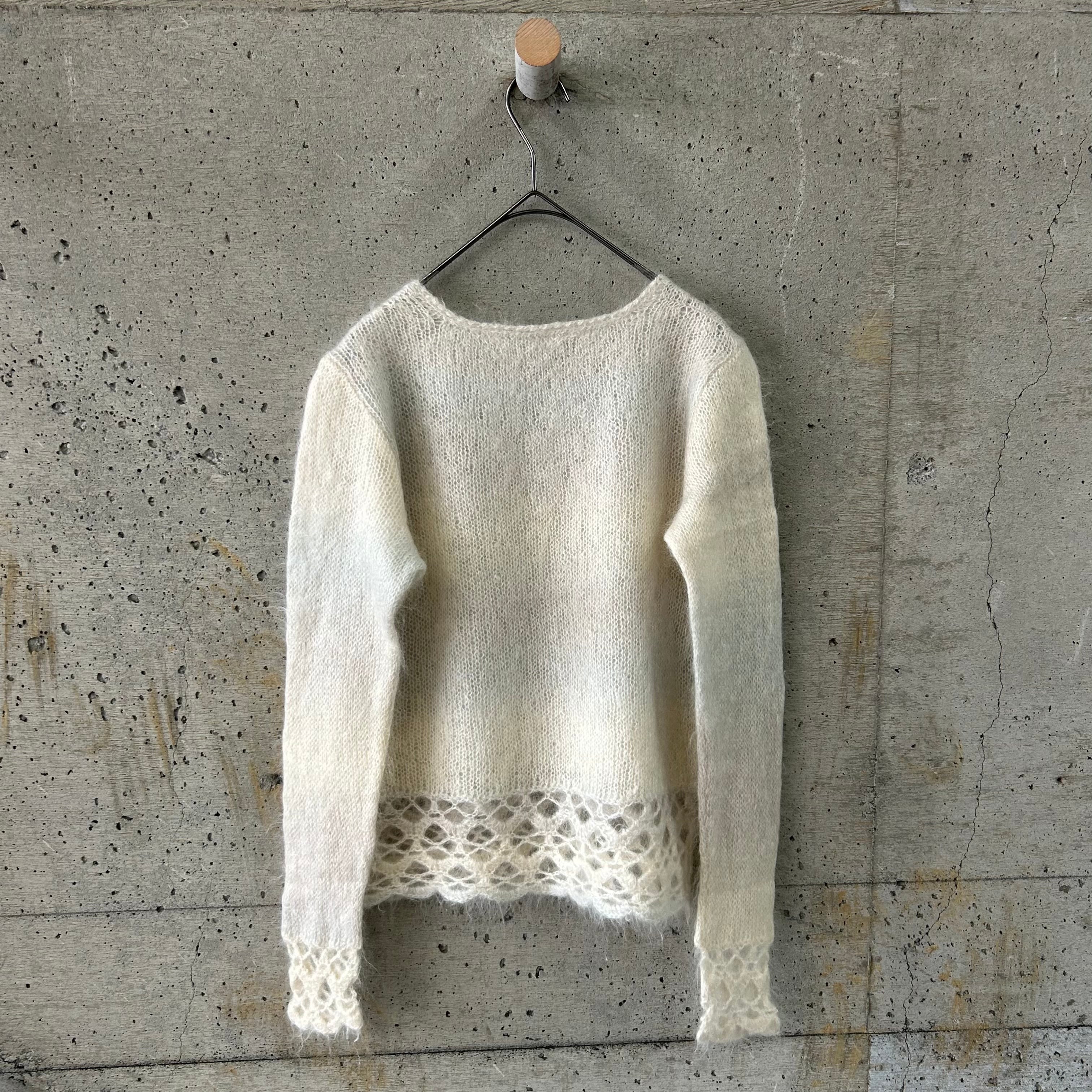 white mohair knit