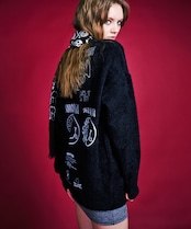 ギャザーロゴバックプリントニットTOPS (BLACK) CQ-47100