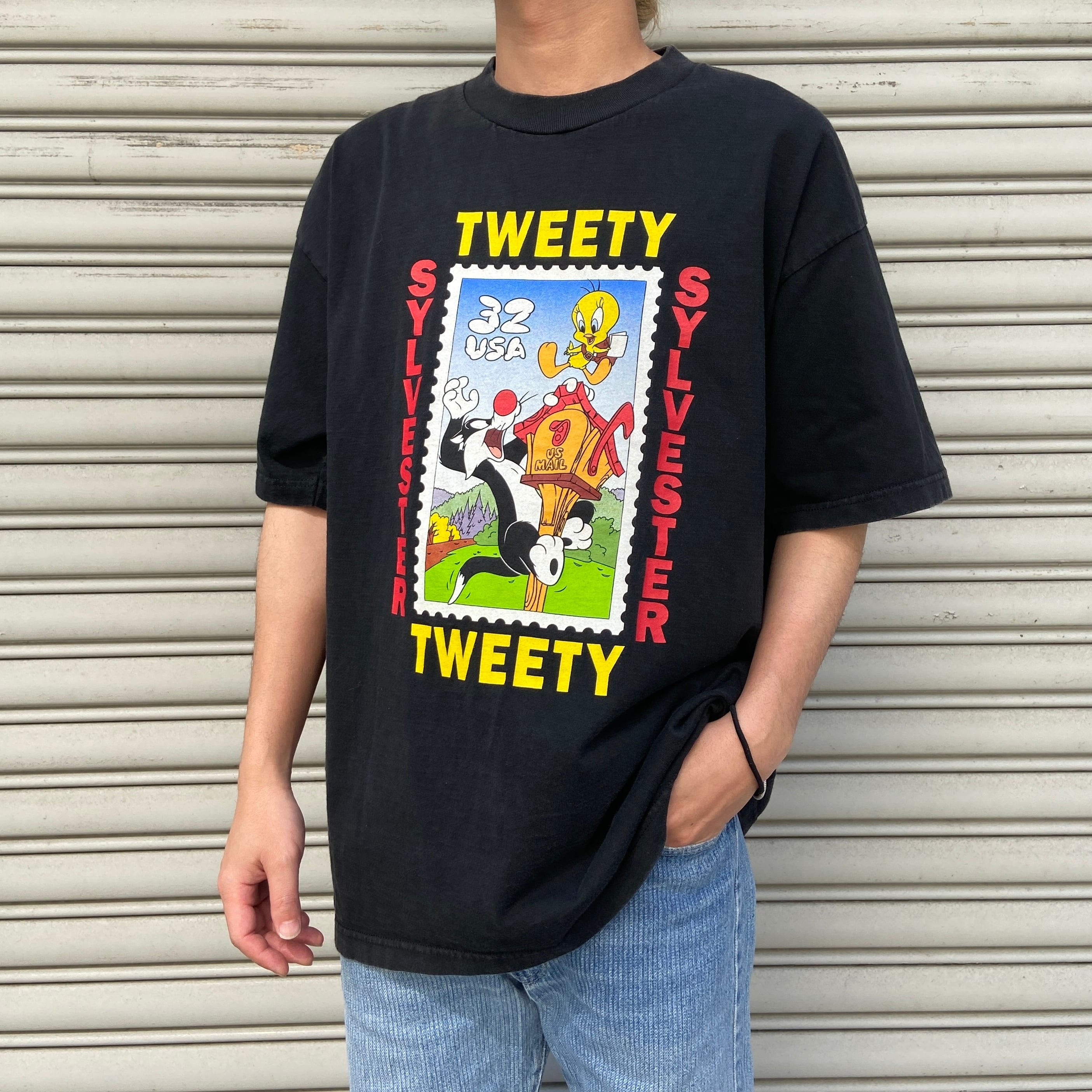 90s ルーニーテューンズ キャラTシャツ 切手 シルベスター