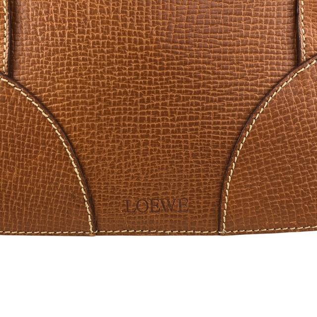 LOEWE ロエベ ハンドバッグ ブラウン 型押しロゴ レザー ボストンバッグ vintage ヴィンテージ オールド u2gt6p