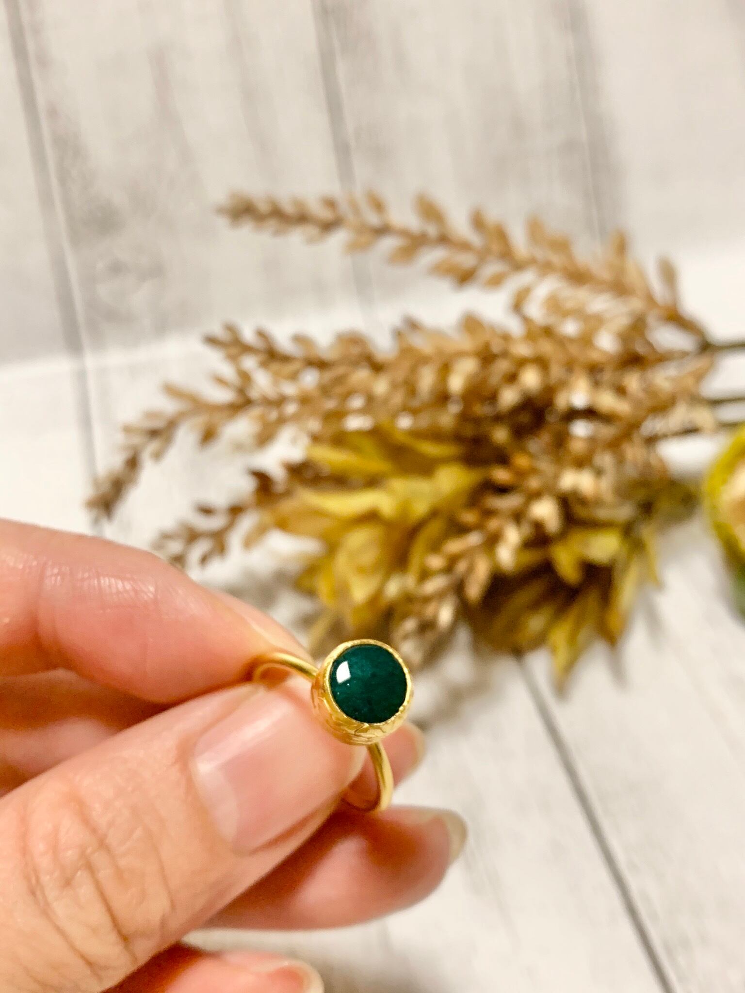 トルコ天然石リングQ