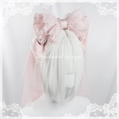 ♡【3点set】MAID ピンクリボンパールカチューシャ＋ボンネット＋ヴェール ♡