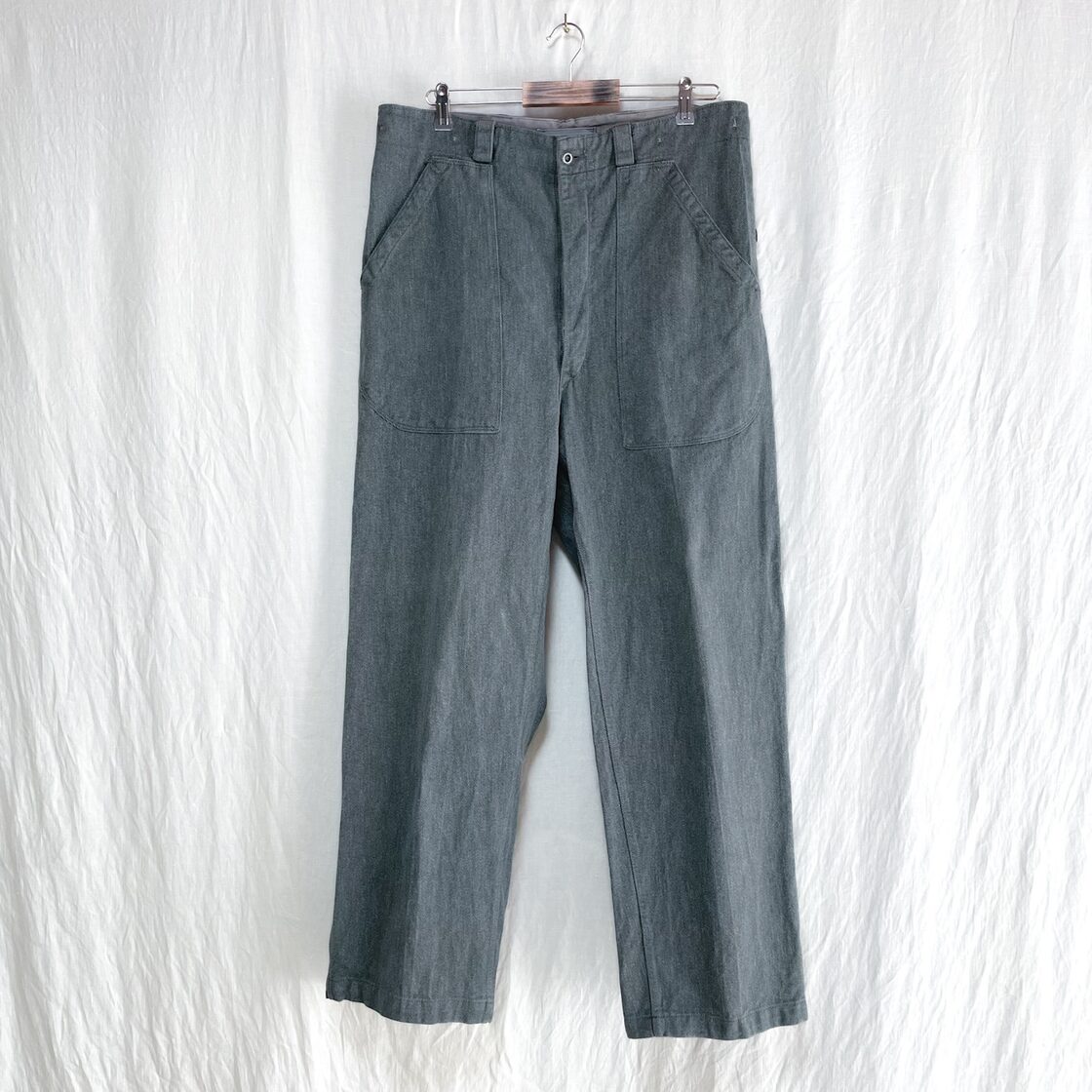 良品 50s スイス軍 デニム トラウザーズ ワークパンツ W36 ワイド 