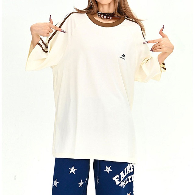 ダブルサイドラインラグランリンガーTシャツ 2col   R01892