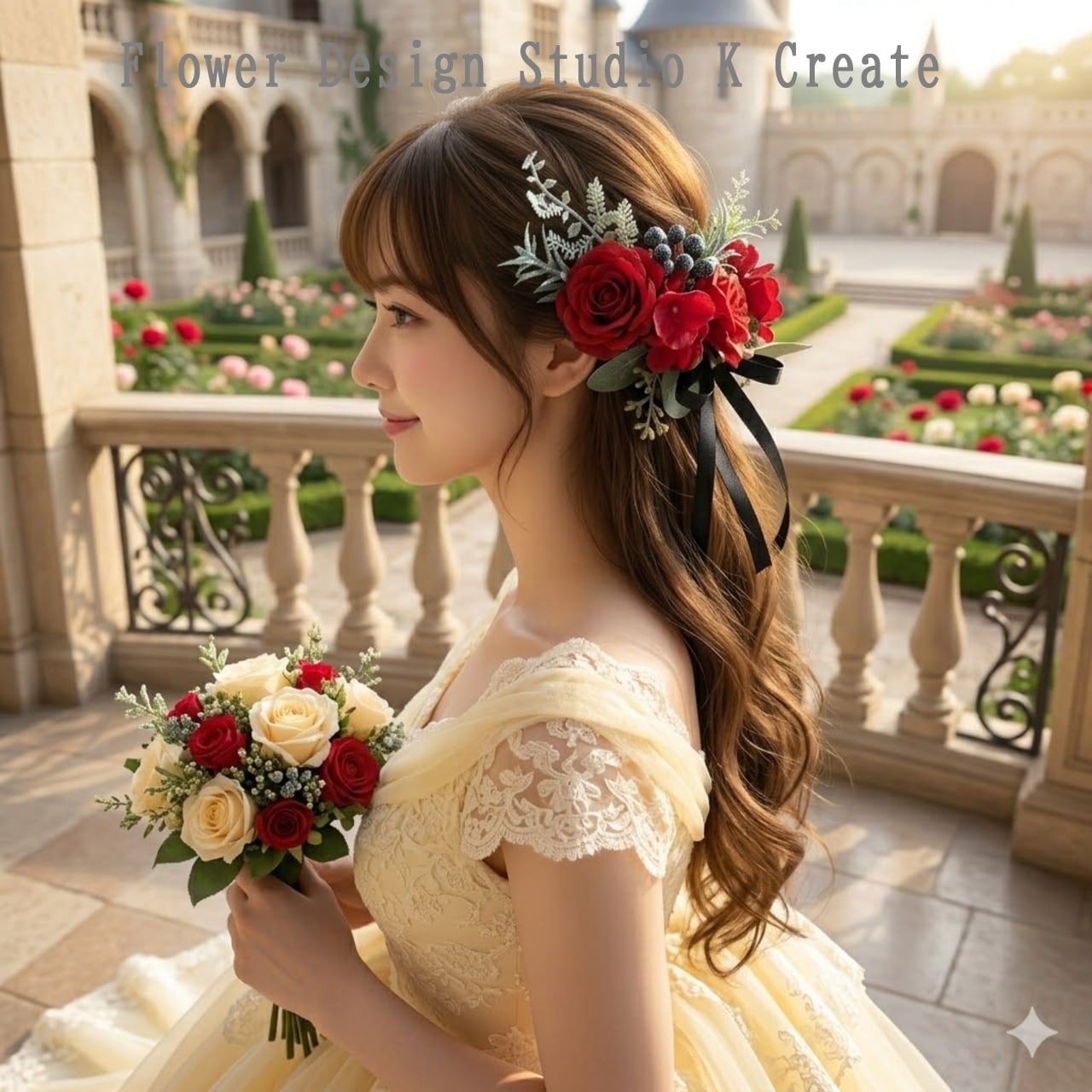 赤い薔薇と黒いリボンのヘッドドレス 赤 レッド 造花 美女と野獣 赤い薔薇 バラ 髪飾り ヘッドドレス 花嫁ヘア ブライダル 結婚式 成人式 ウェディング