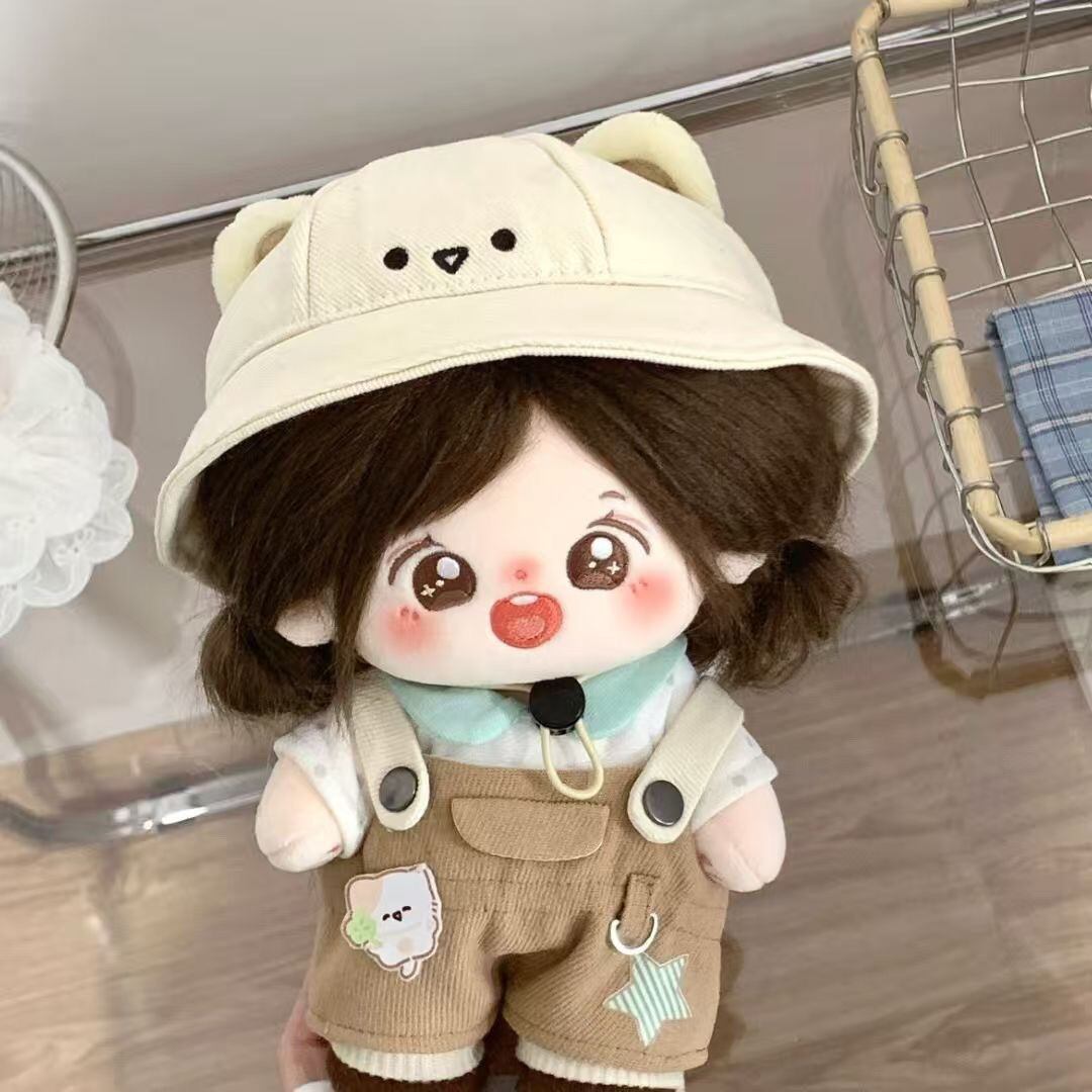 20cmぬいぐるみ用 かわいい ドッグ柄 トップス+サロペット+帽子+靴