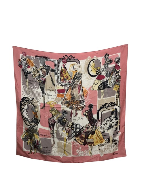 Christian Dior クリスチャン ディオール スカーフ ピンク シルク vintage ヴィンテージ オールド fcmd3y