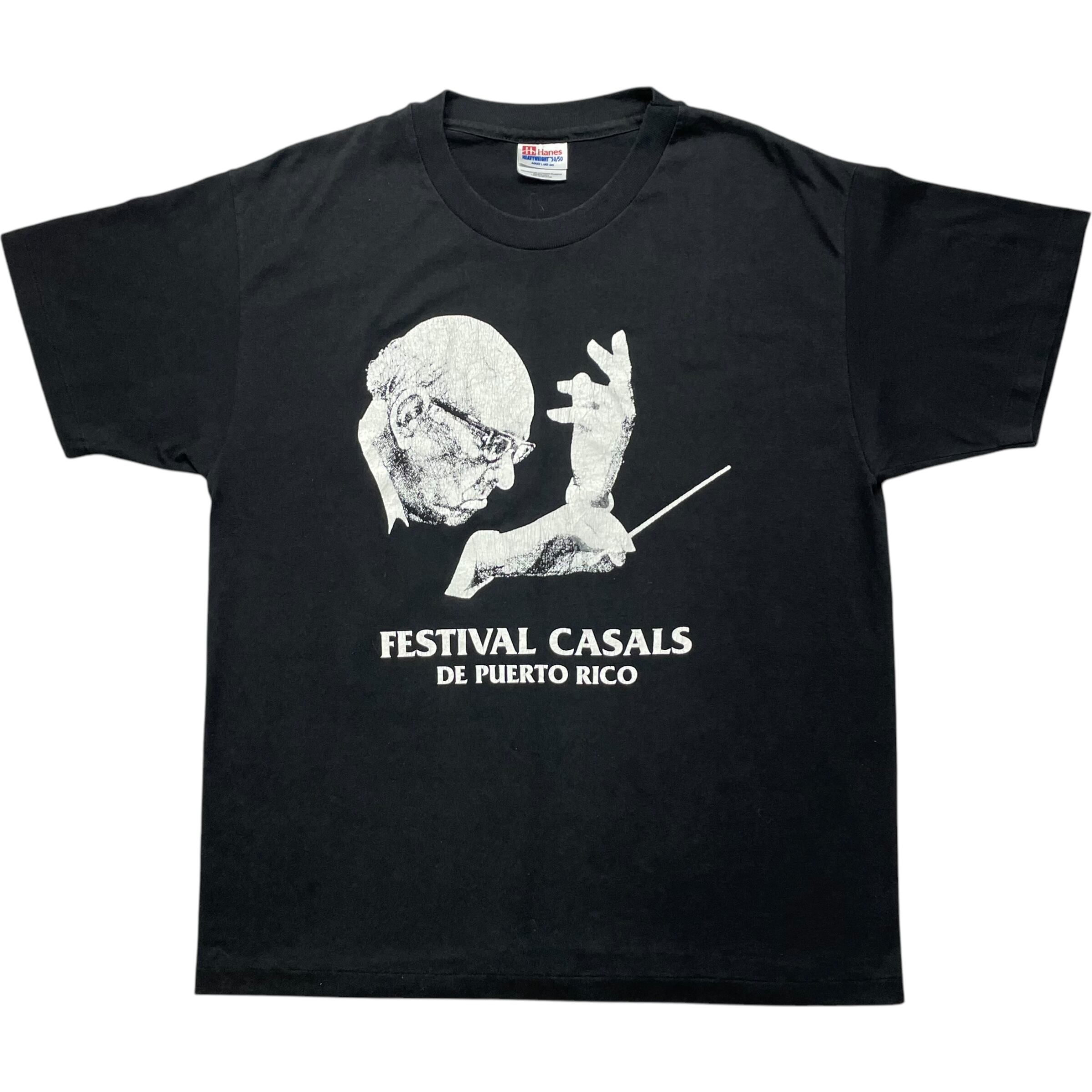 《L》Hanes ヘインズ Tシャツ プリント カザルス音楽祭 ブラック USA製 90年代 vintage no.6563