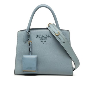 プラダ サフィアーノ ハンドバッグ ショルダーバッグ 2WAY ブルー ライトブルー レザー レディース PRADA 【中古】