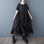 tulle hem gather onepiece / l0766