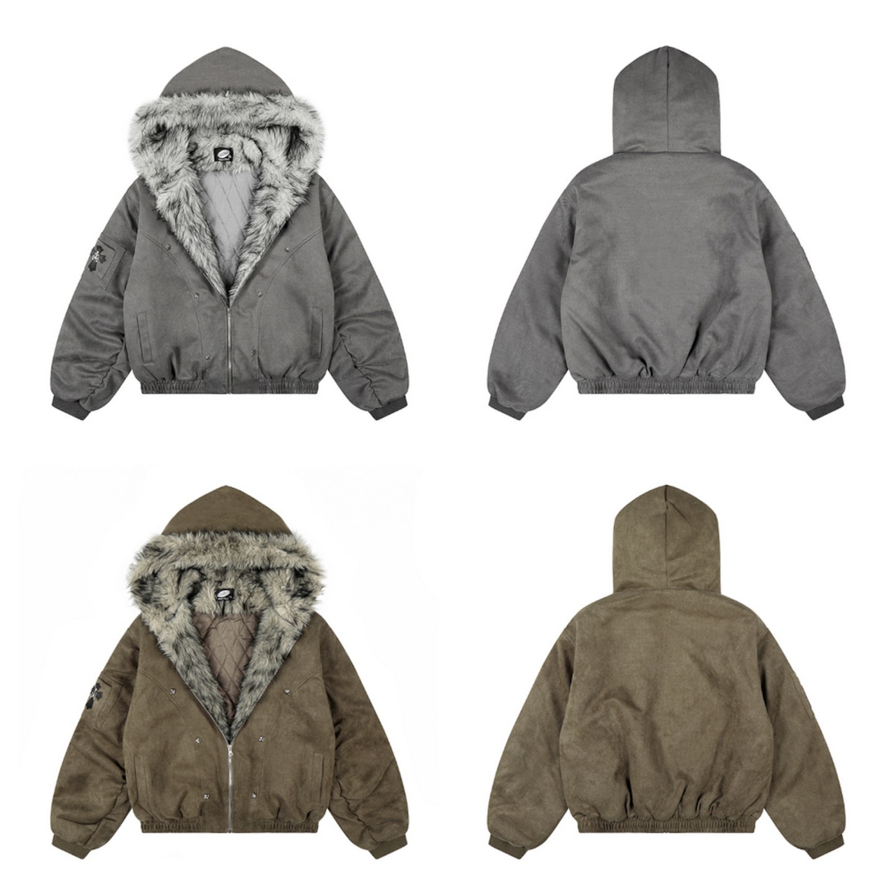 【暖かさUP】メタルクロス ファー中綿ジャケット T1977