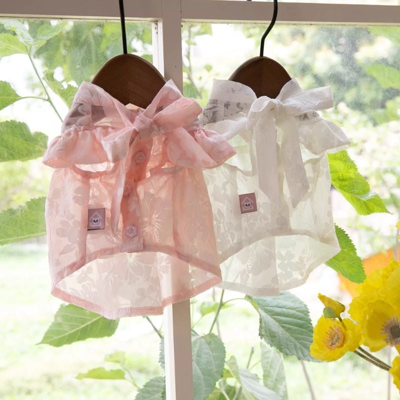 花柄シースルーブラウス 犬服 00284