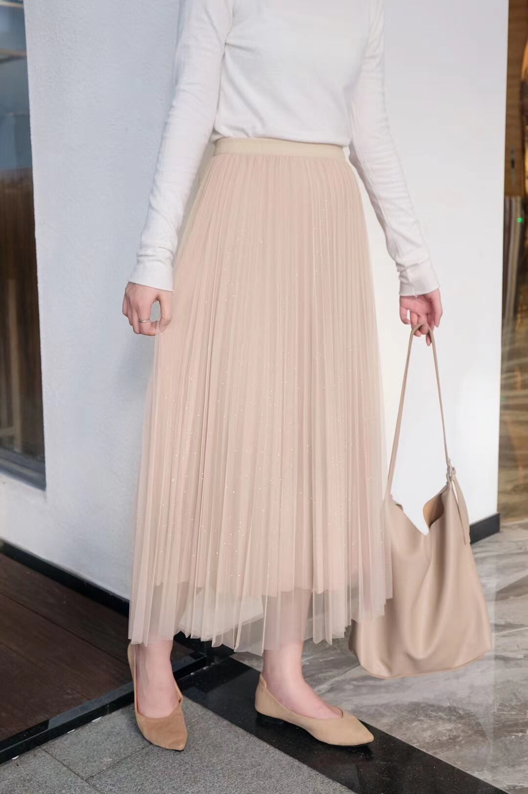 シフォン重ねプリーツスカート　AJ−22003-9909