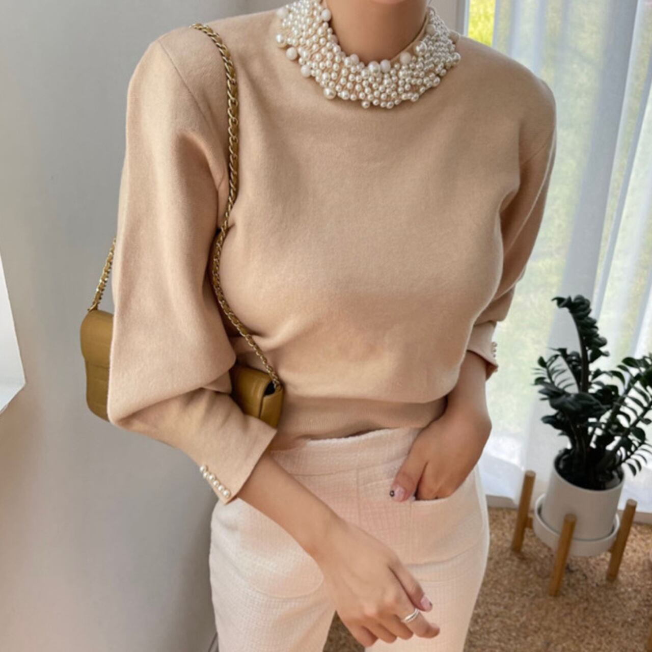 パールネックハイゲージニット 3color T150