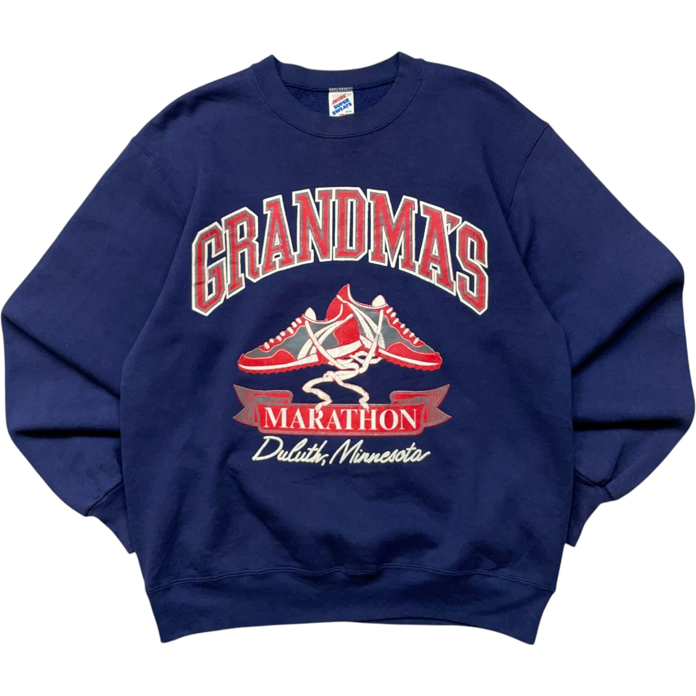 《L》 JERZEES ジャージーズ スウェット プリント マラソン ネイビー USA製 90年代 vintage no.5592