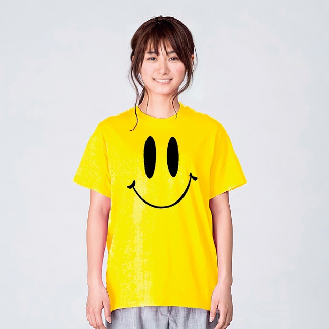 スマイル Tシャツ レディース おしゃれ 白 夏 大きいサイズ 綿100% 160 S M L XL