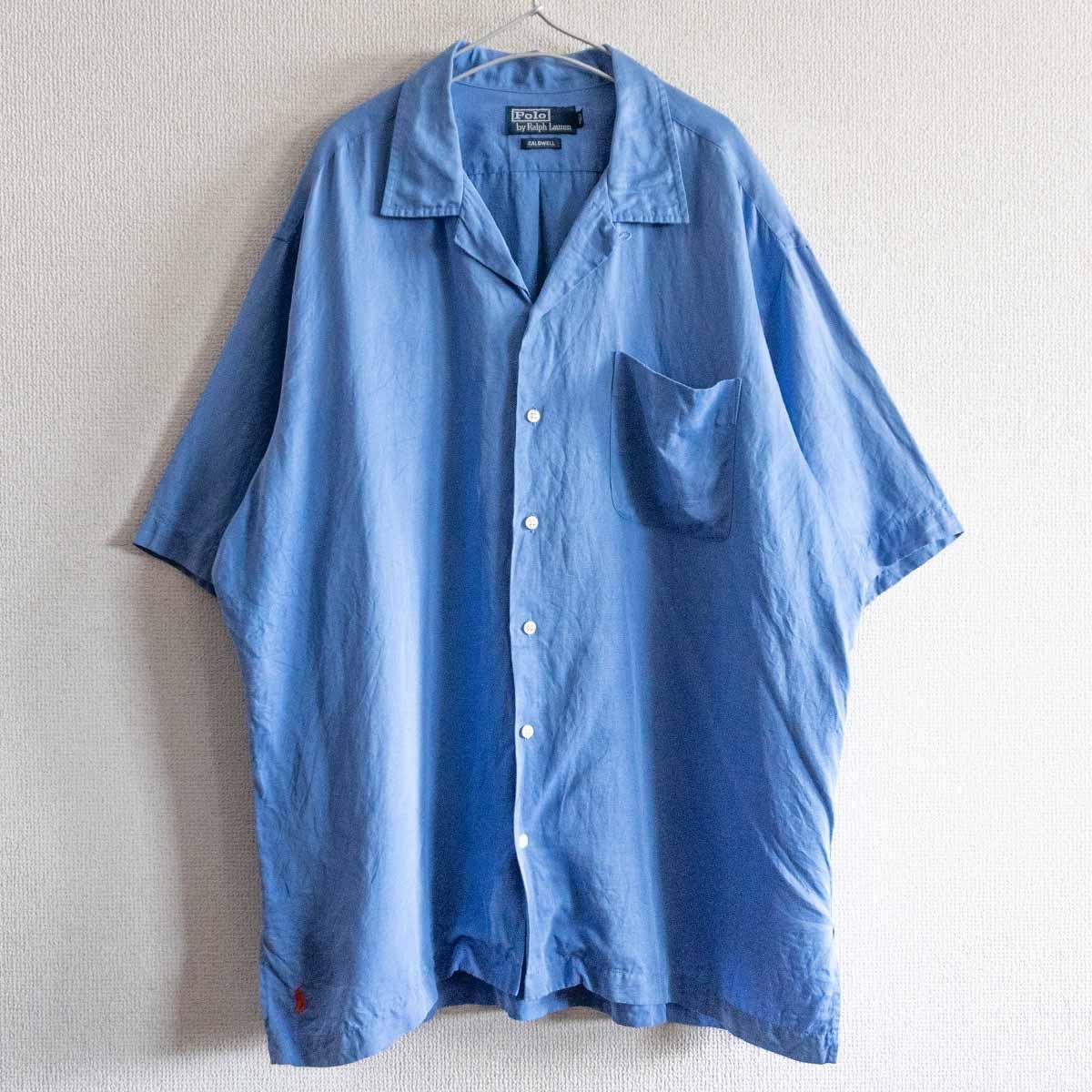 ラルフローレン　CALDWEL シルク×リネン ラルフローレン オープンカラーシャツリネンシルク検Caldwell