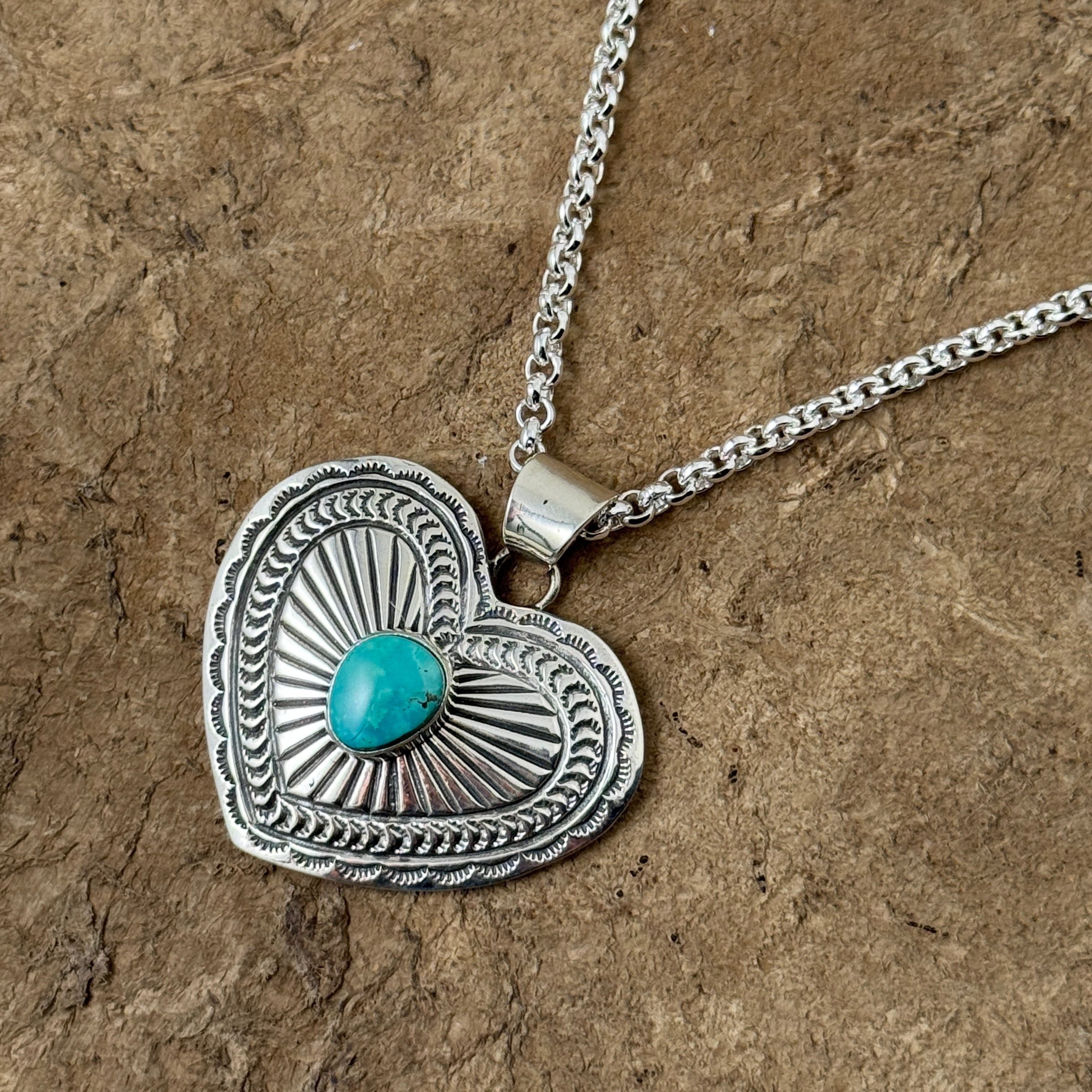 Indian Jewelry 》キングマン ターコイズハートペンダント ネックレス