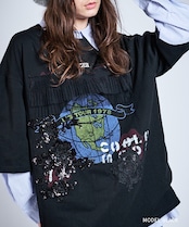 フリル&レースパッチTシャツ (BLACK) CQ-47004