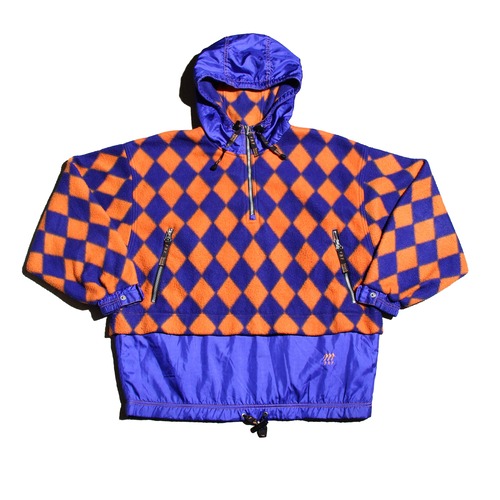 90sVintage ArgyleFleeceHalfZipBlouson