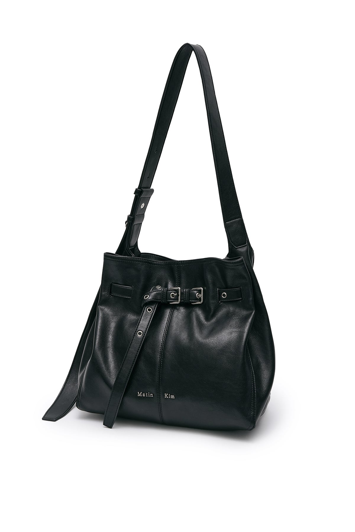 Matin Kim] BELTED VOLUNN MID BUCKET BAG IN BLACK 正規品 韓国