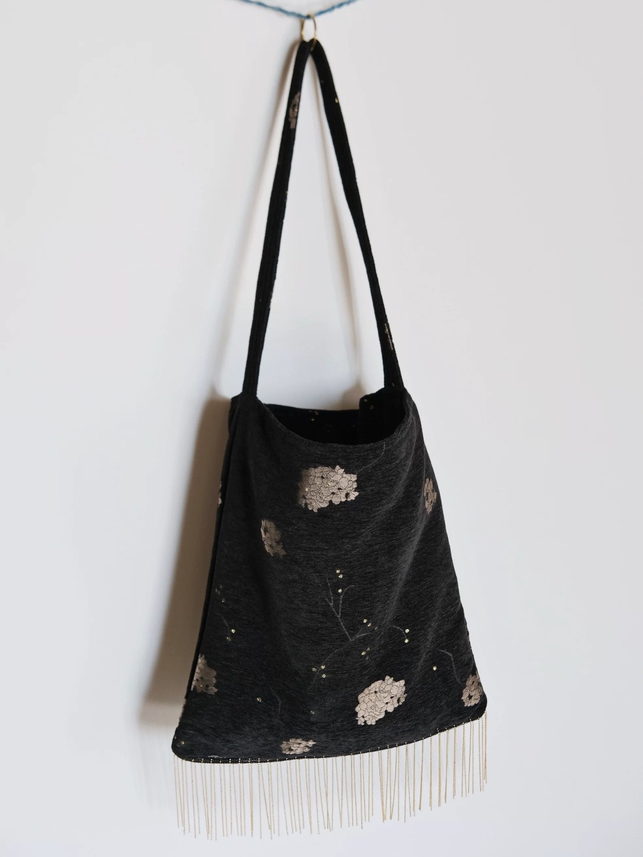 Fleuri Jacquard Fringe Bag F0814