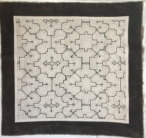 中型白60-13A 65x61cm シピボ族の泥染め　アマゾンの先住民族　AAA