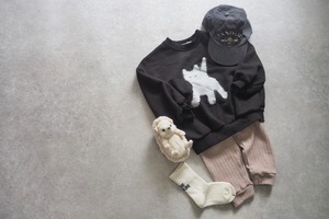【elly molly】shadow cat トレーナー (Black)100〜130cm【230915el】