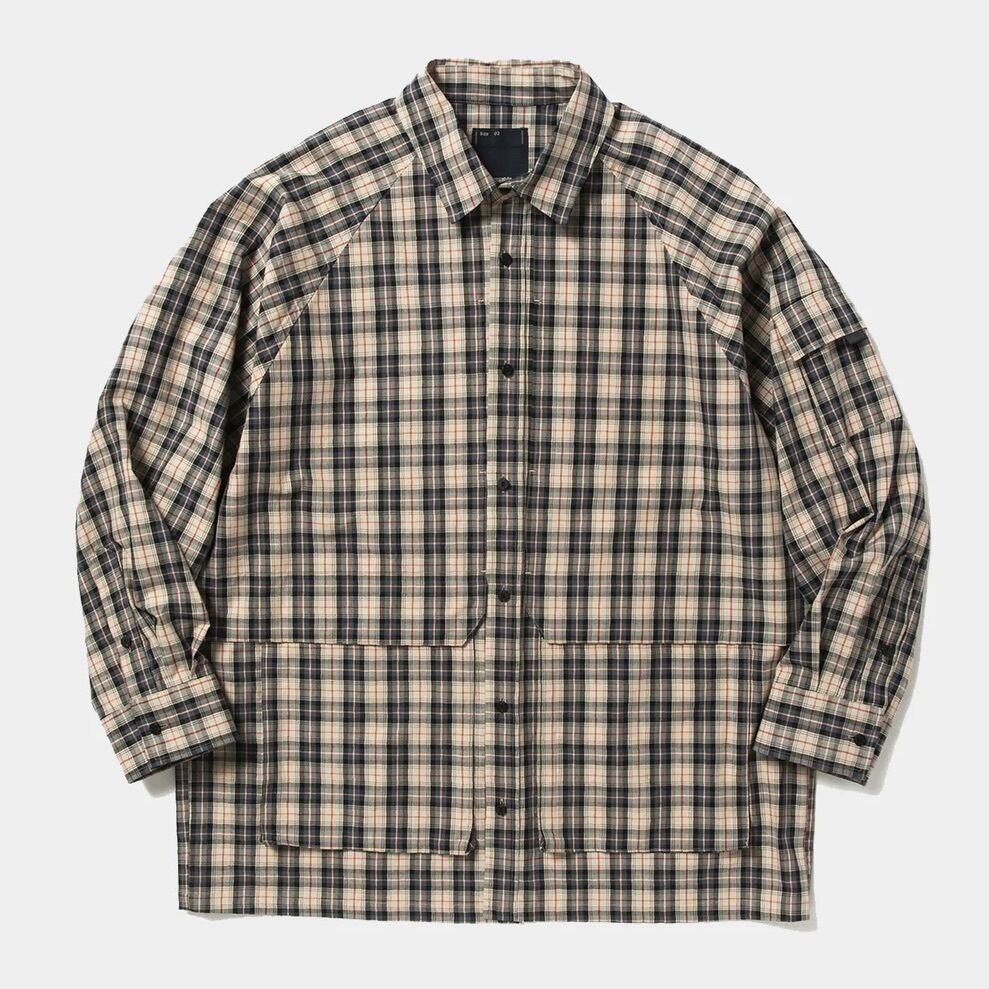 meanswhile COTTON CHECK OVERLAP SH (BEIGE×ORANGE) | 1F Store powered by BASE
