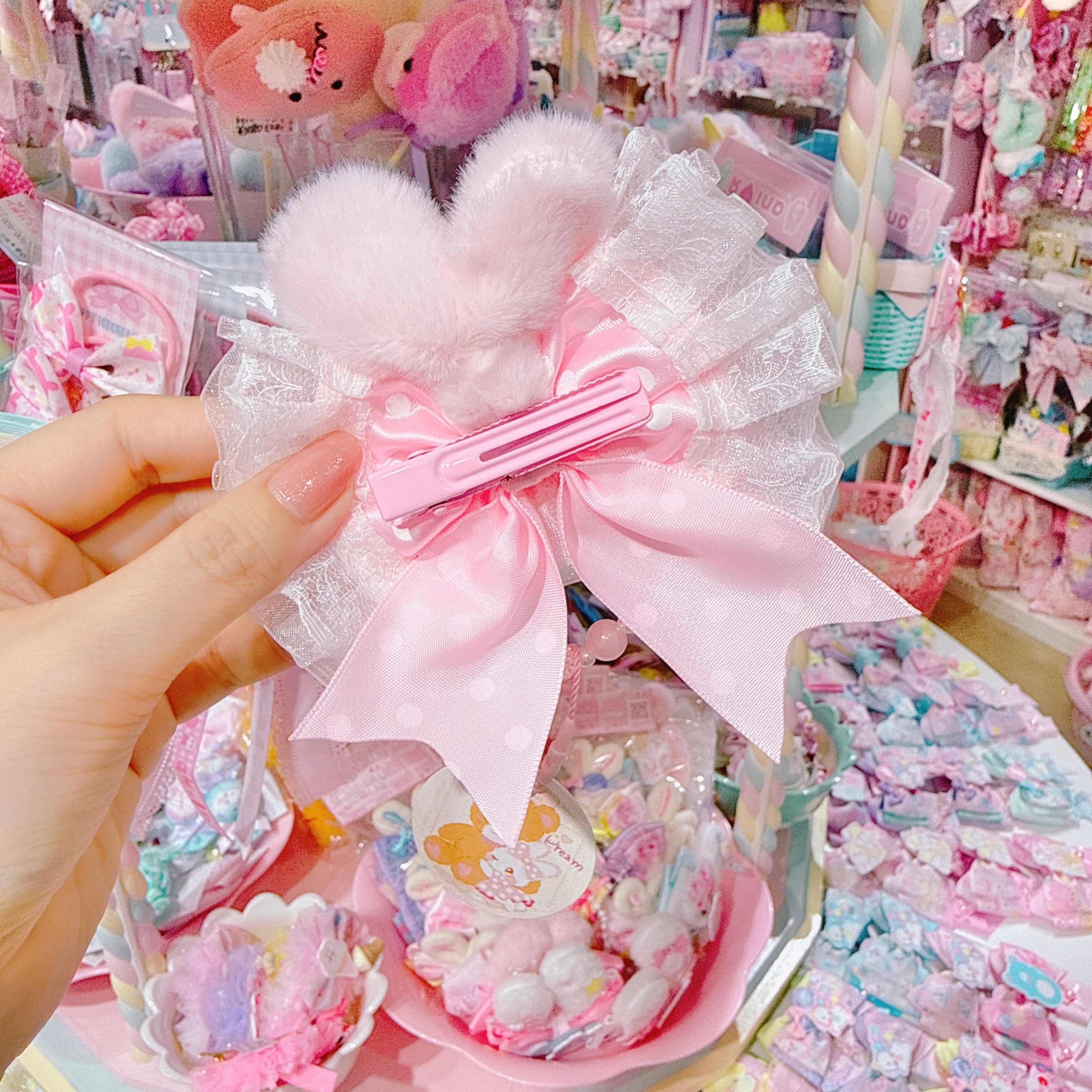 【C10】77-11ふわふわりぼんヘアクリップ