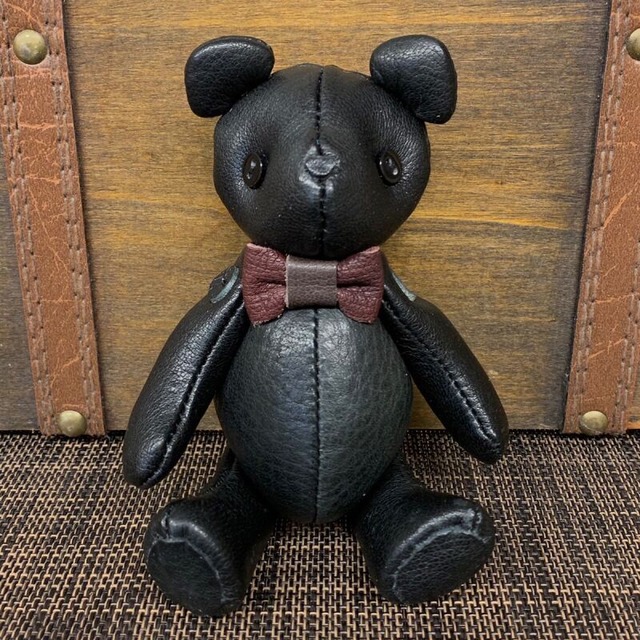 ジビエレザー鹿革ベルベア★マイスターの手作り「ベルズベア」オールブラック　写真の1点販売です
