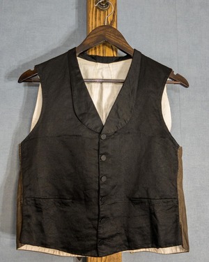 【1900-1920s】"French Work" Cotton Shawl Collar Vest, With Cinch Back!!