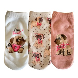 3 pair socks  -cute pugs-　　sk-21