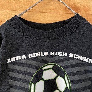 【 PORT&COMPANY】 IOWA 女子高校 サッカー プリント スウェットパーカー プルオーバー Mサイズ US古着