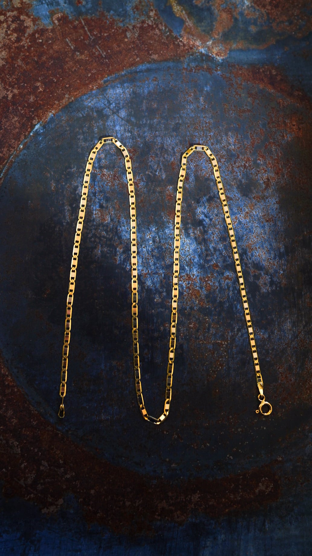 ヴィンテージ18 kgfフラットリンクチェーンネックレス ネックレス チェーン フィガロ 幅 2mm ゴールド 18金 K18 約 5.83g 長