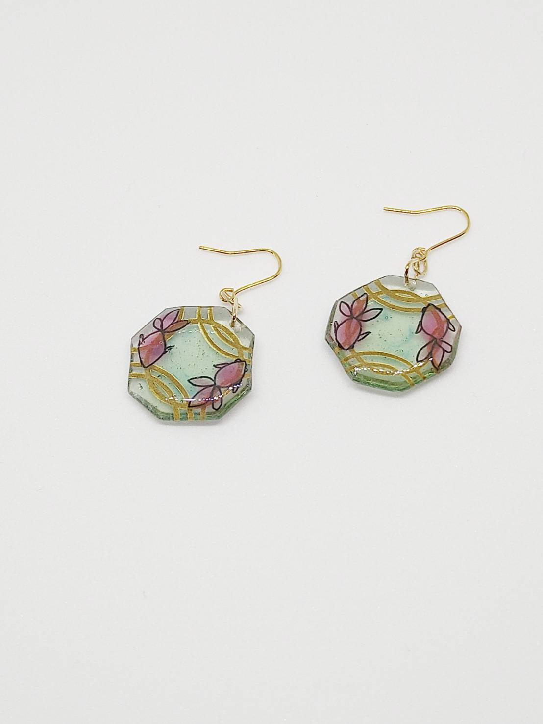 金魚 ピアス ハンドメイド 和風 菊の花 №1 金魚ピアスハンドメイド和風
