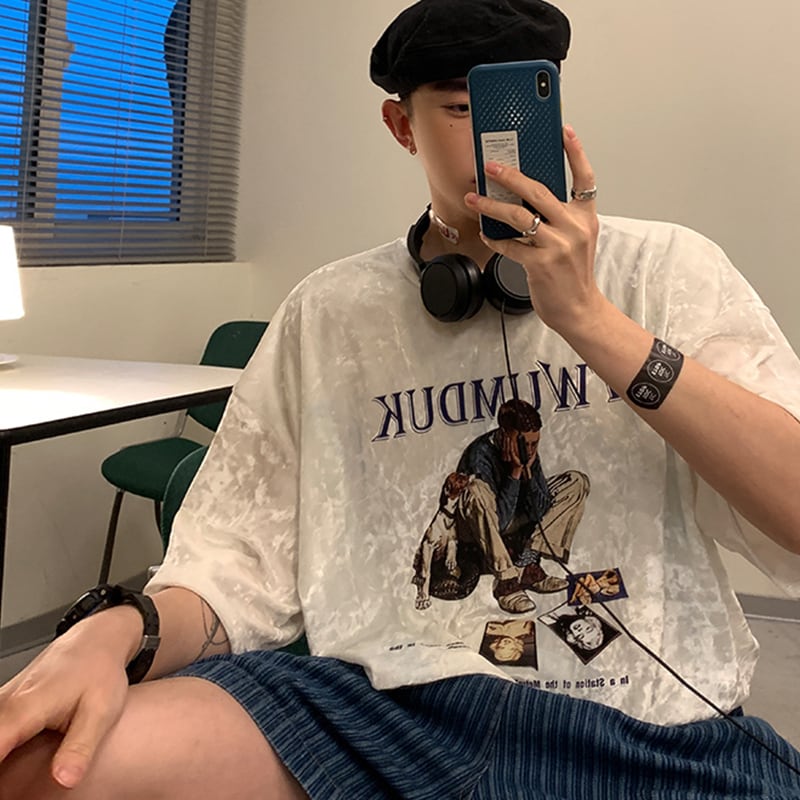 アメリカ風涼しい着心地のベルベットTシャツ | mblueshop