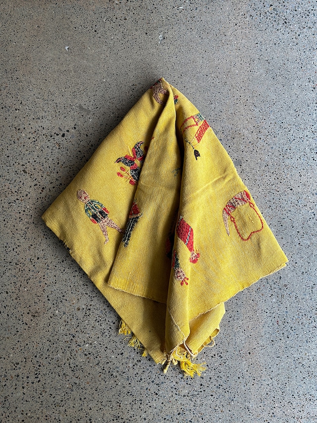 Naga tribe／Stonewashed embroidery rug（Yellow）