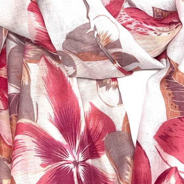 フラワー柄ストール 大判ストール ユニセックス ビスコースコットン 3