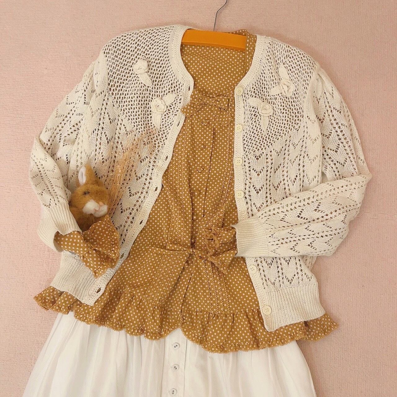 white rose crochet knit cardigan