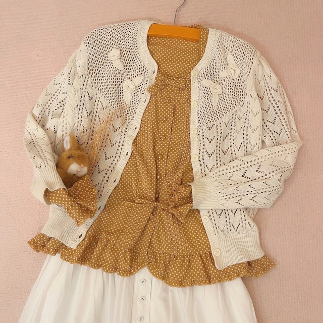 white rose crochet knit cardigan
