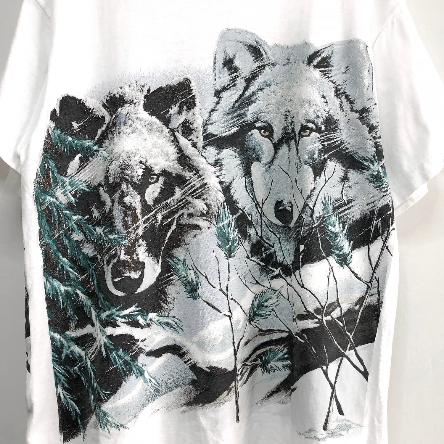 1990's USA製 狼 オオカミ プリント シングルステッチ Tシャツ