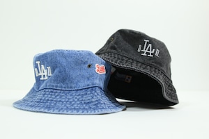 b"LA"zz 3D DENIM BUCKET HAT 24' [WASHED x WHITE]