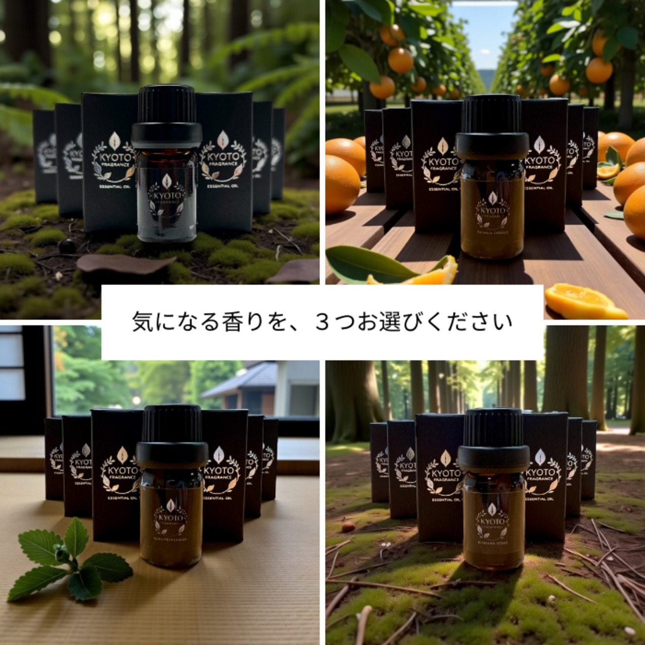 京都フレグランス　アロマオイル 香りサンプルシート【3種・送料無料】