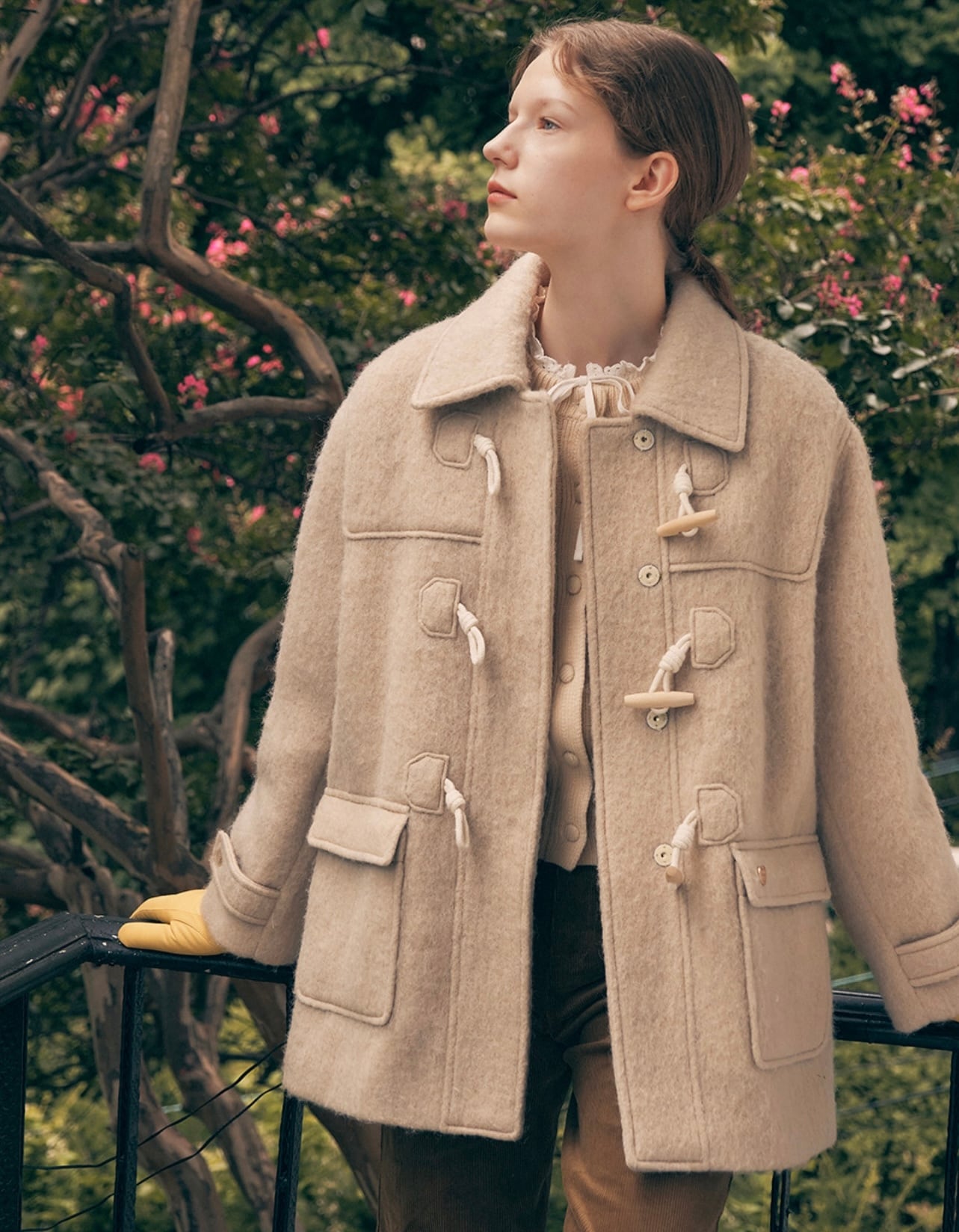 ROLAROLA] HAIRY DUFFLE HALF COAT BEIGE 正規品 韓国ブランド 韓国