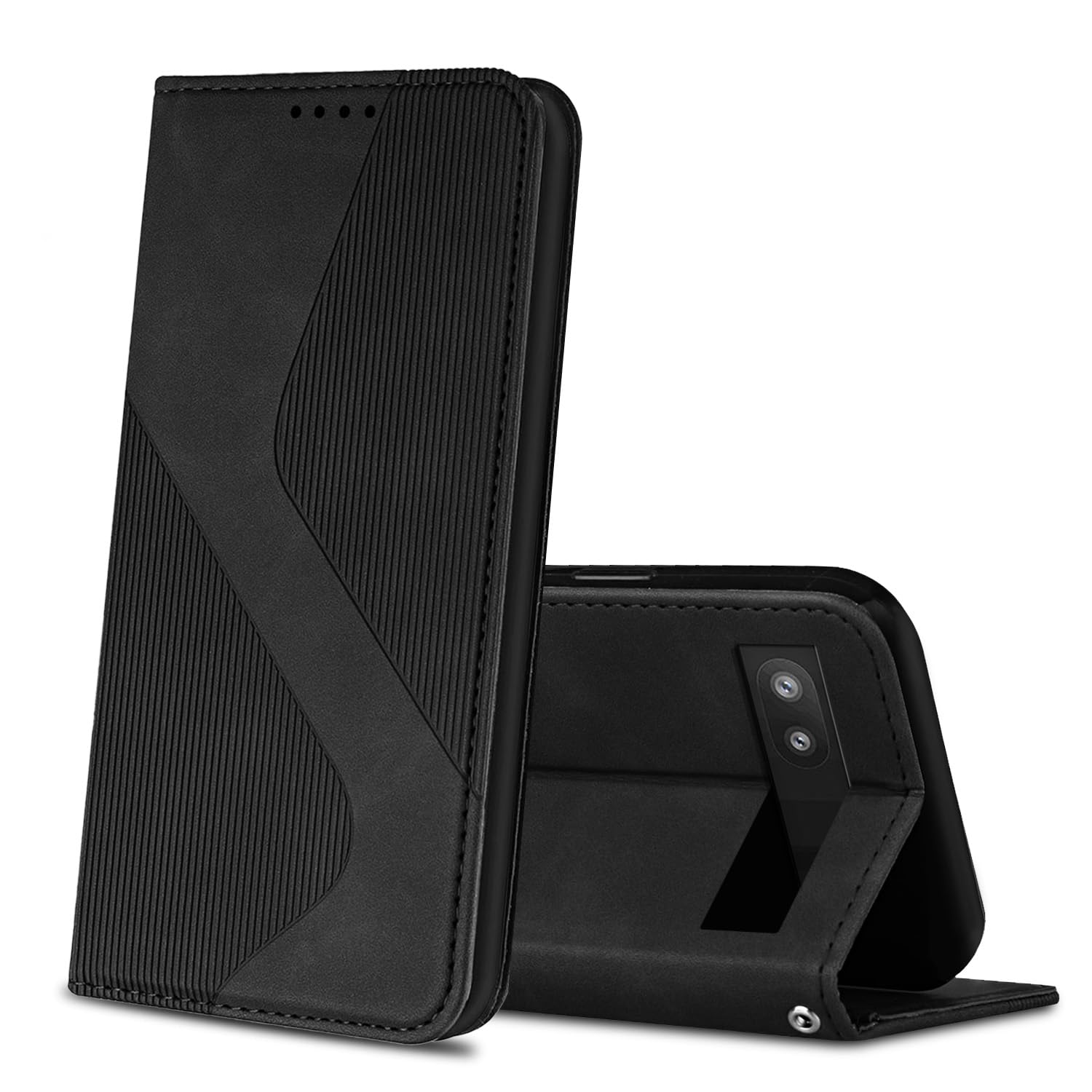 Mo-Somnus Google 対応 Pixel 6a ケース 手帳型 スマホカバー 高級PUレザー ソフトTPU カード収納 マグネット内蔵 スタンド機能 耐衝撃 全面保護 薄型 軽量 ブラック