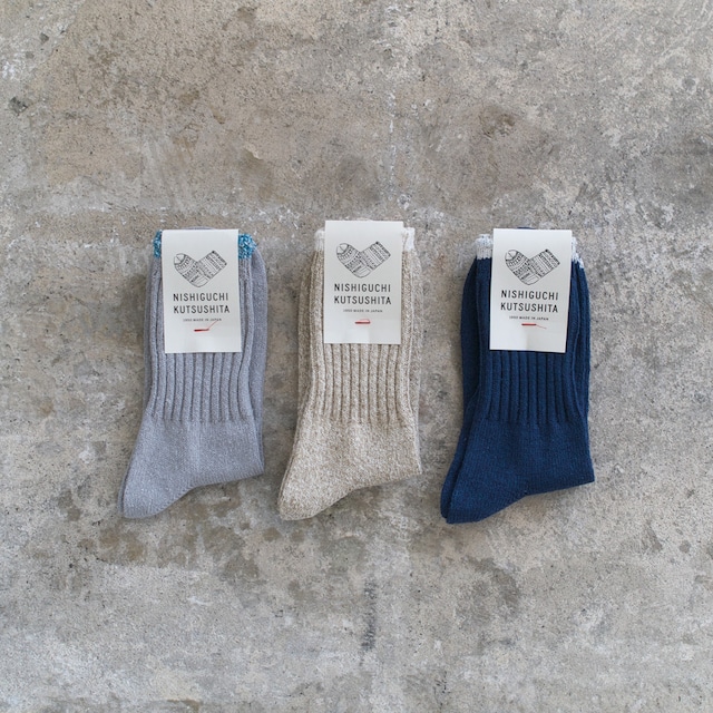 NISHIGUCHI KUTSUSHITA　西口靴下　シルクコットン天竺ソックス：サイズM  / SILK COTTON SOCKS M【メンズ】