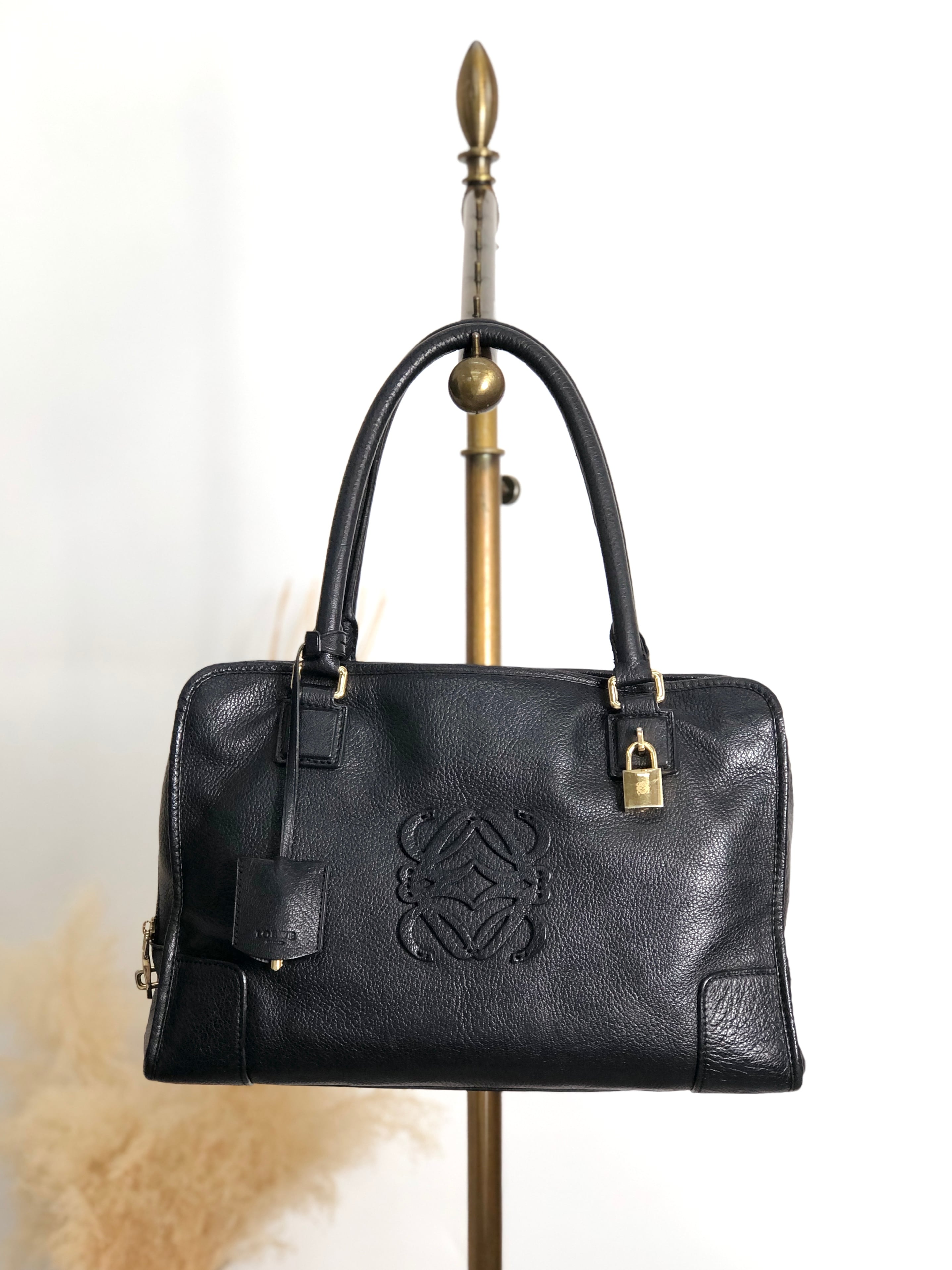 LOEWE ロエベ ハンドバッグ ブラック アナグラム レザー ミニボストン