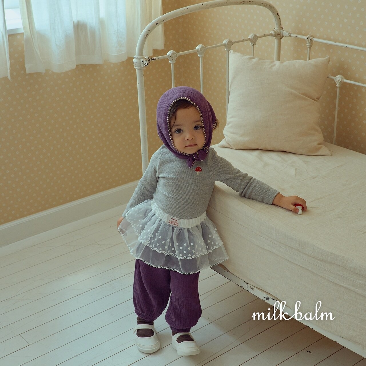 韓国子供服 / 26Autumn / Milkbalm / マッシュルーム Tシャツ / 女子服 / キッズ服 / 秋服 *XS~XL*