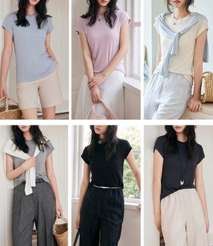 ２タイプ ベーシック ラウンドネック 半袖 Tシャツ タンクトップ レディース トップス カットソー プルオーバー インナー 袖なし ノースリーブ 半袖 襟なし ドレープ 薄手 綿 コットン かわいい 大人可愛い きれいめ シンプル カジュアル おしゃれ こなれ感 無地 春 夏 秋 ママ 通勤 学生 学校 通学 デート お出かけ 旅行 公園 女子会 休日 重ね着 普段使い 着回し レイヤード M L ゆったり 白 ホワイト 黒 ブラック ライトグレー ダークグレー ピンク スカイブルー キャラメル